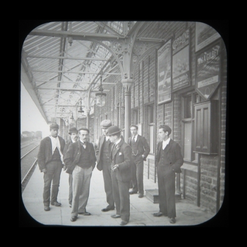 Group of men at Holmfirth Railway Station