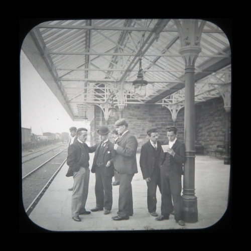 Group of men at Holmfirth Railway Station