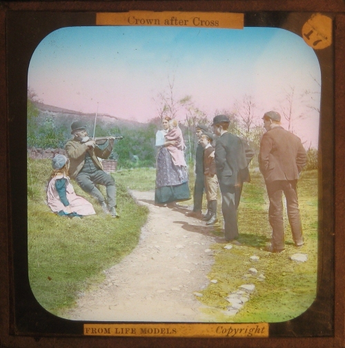 Several people gathered round them and listened – secondary view of slide