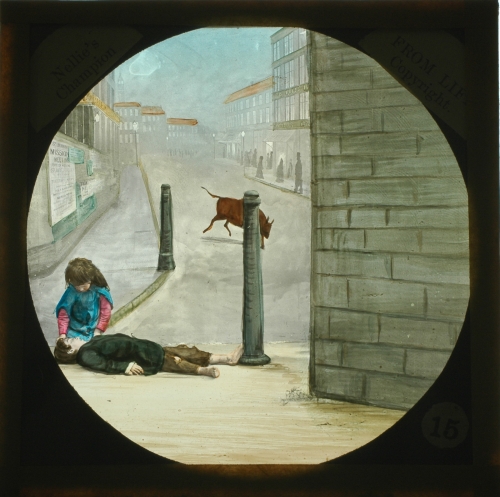 The boy was lying upon the pavement, still and motionless– alternative version