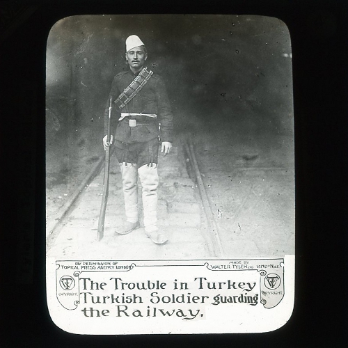 The Trouble in Turkey -- Turkish Soldier guarding the Railway