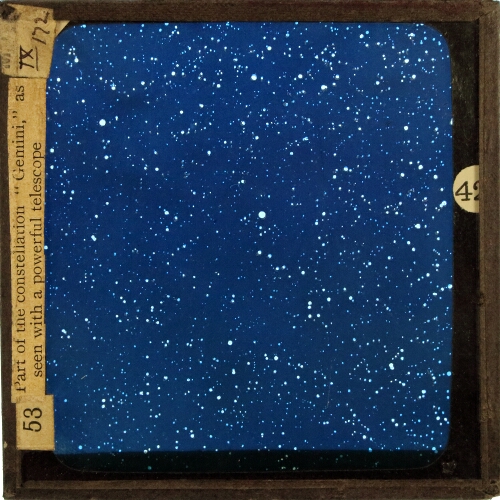 Part of the constellation 'Gemini,' as seen with a powerful telescope