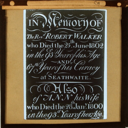 Memorial to Reverend Robert Walker of Seathwaite