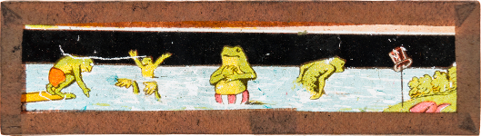 Anthropomorphic frogs swimming