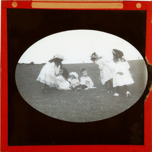 Group of girls playing in field