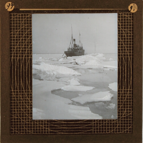 Steamship passing through pack ice