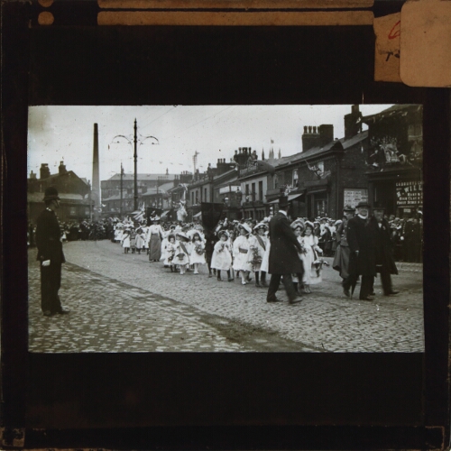 Children parading in Church Street, Eccles