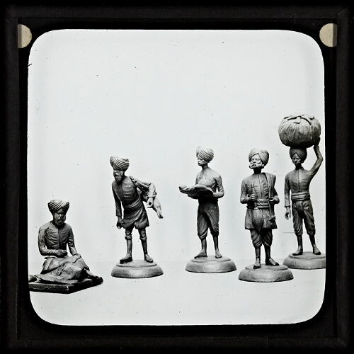 Models of five Indian figures showing different trades