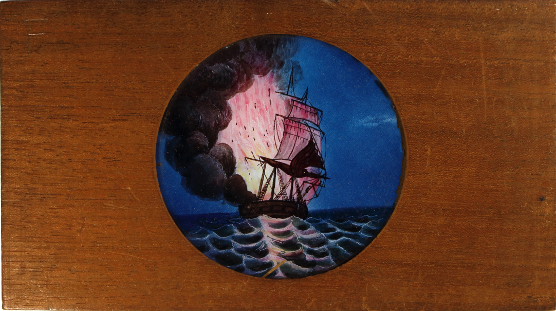 Ship on fire – secondary view of slide