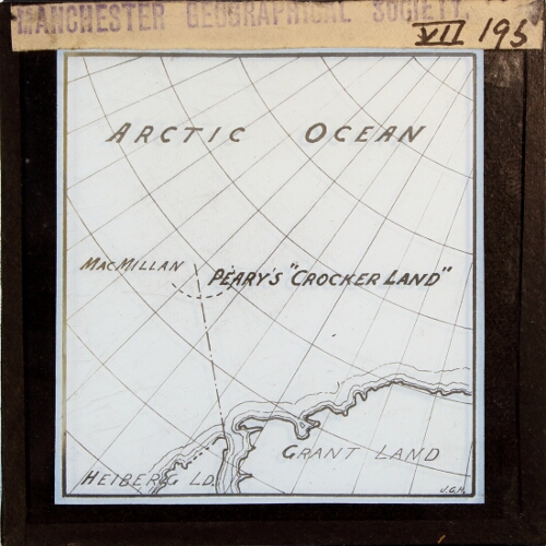 Map of Arctic showing MacMillan's route and Peary's 'Crocker Land'