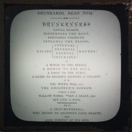 Temperance text, 'Drunkards read this'