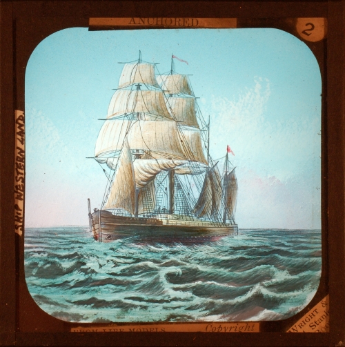 Flying, with flowing sail, over the summer sea– primary version