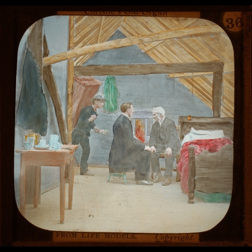 When Christie entered the attic, the clergyman was sitting beside Old Treffy– alternative version