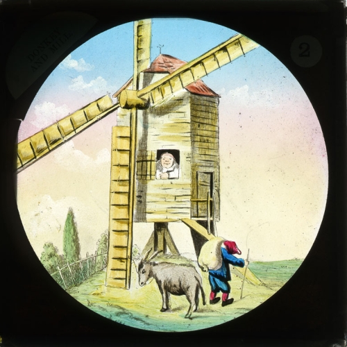 He fastens his donkey to the sail of the mill– primary version