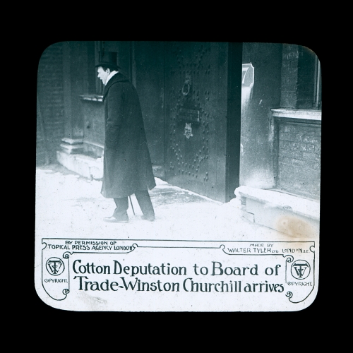 Cotton Deputation to Board of Trade -- Winston Churchill arrives