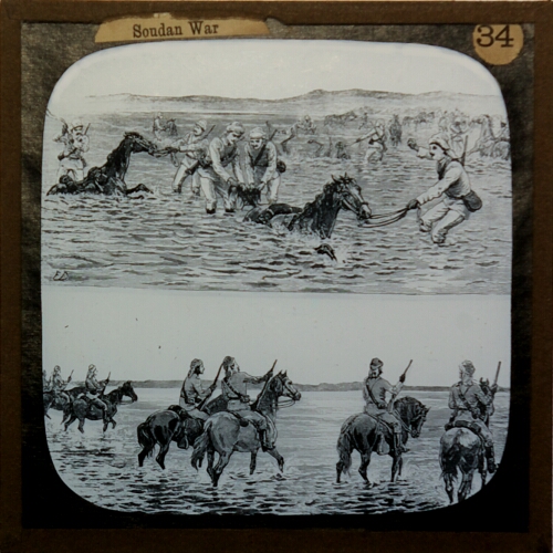 Horses being urged through Swamps at Trinkitat