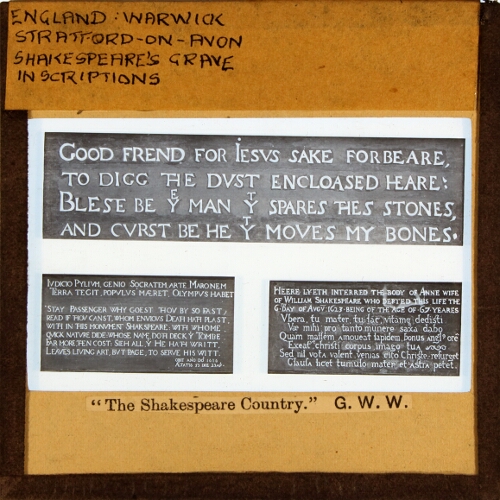 Inscriptions on Shakespeare's Grave