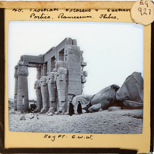 Prostrate Colossus and Eastern Portico of Rameseum, Thebes