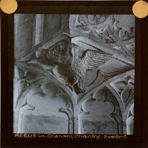 Rebus in Oldham Chantry, Exeter Cathedral