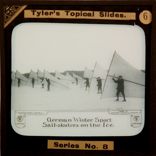 German Winter Sport. Sail-skaters on the Ice