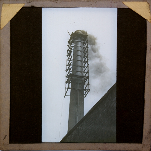 Scaffolding on cotton mill chimney