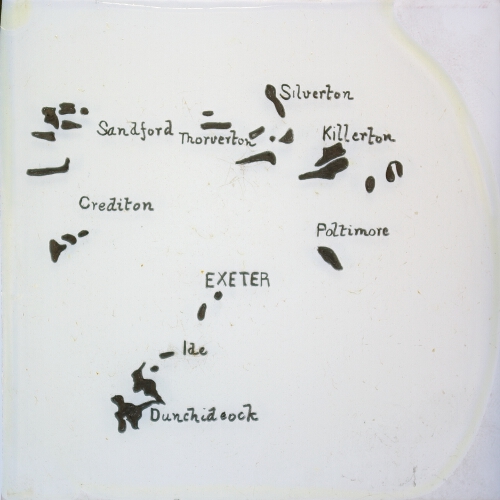 Map showing quarries in Exeter area