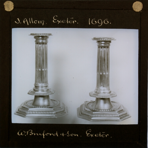Candlesticks made by J. Allom, Exeter, 1696