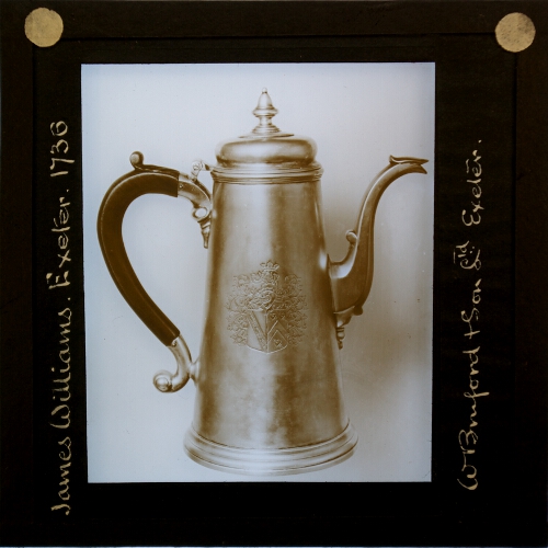 Coffee pot made by James Williams, Exeter, 1736