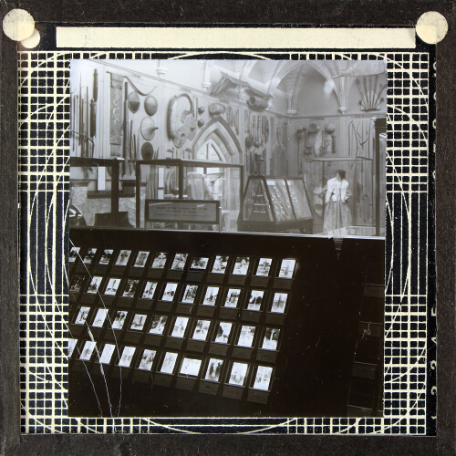 Gallery with display of lantern slides