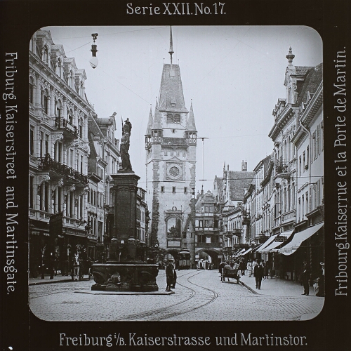 Freiburg i.B. Kaiserstrasse und Martinstor.