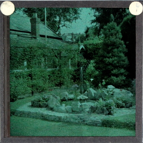 Photograph of garden with fountain