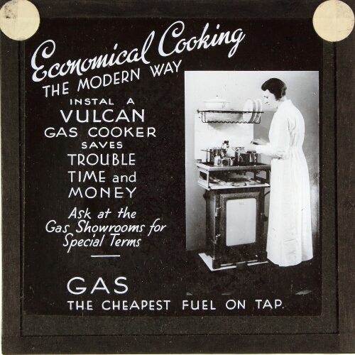 Advertising slide for Vulcan gas cookers