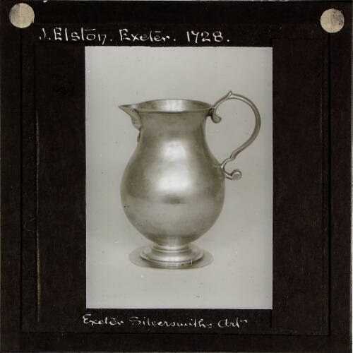 Silver jug by J. Elston, Exeter, 1728