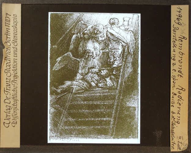 Rembrandt, Radierung. Darstellung z.e. span. Buche b.d. Jakobsleiter