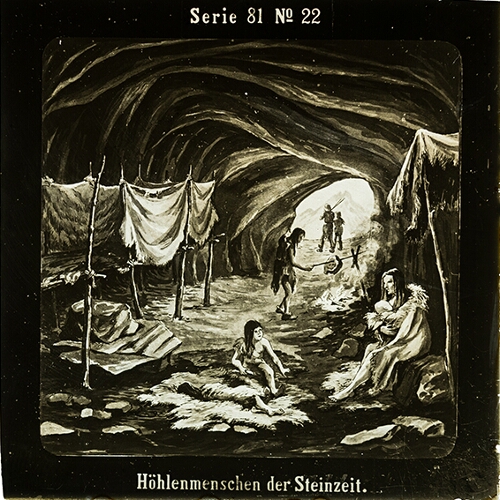 Höhlenmenschen in der Steinzeit.