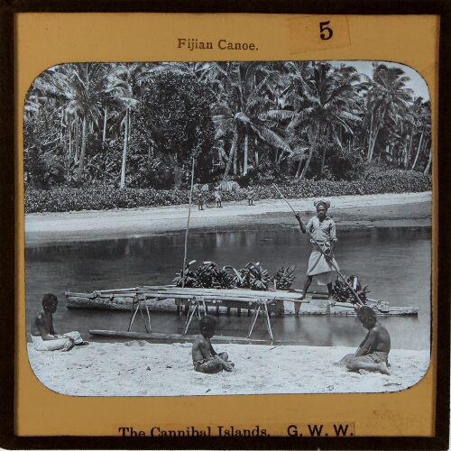 Fijian Man and Canoe