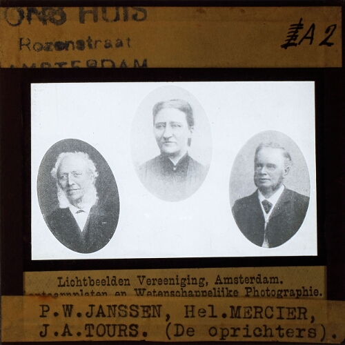 P.W. Janssen, Hel. Mercier, J.A. Tours. (De oprichters).