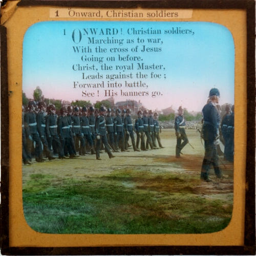 Onward! Christian soldiers, / Marching as to war
