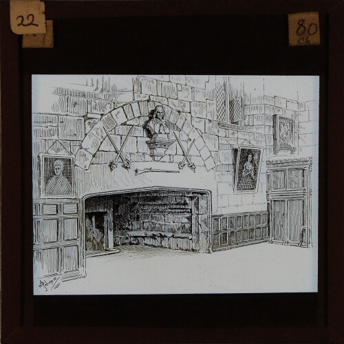 Old Fireplace, Pen and Ink