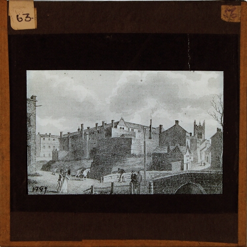 Engraving showing Chetham's College