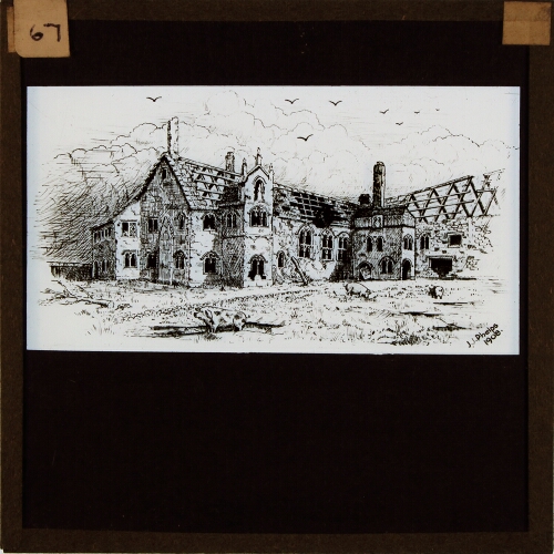 Drawing of Chetham's Hospital in state of decay
