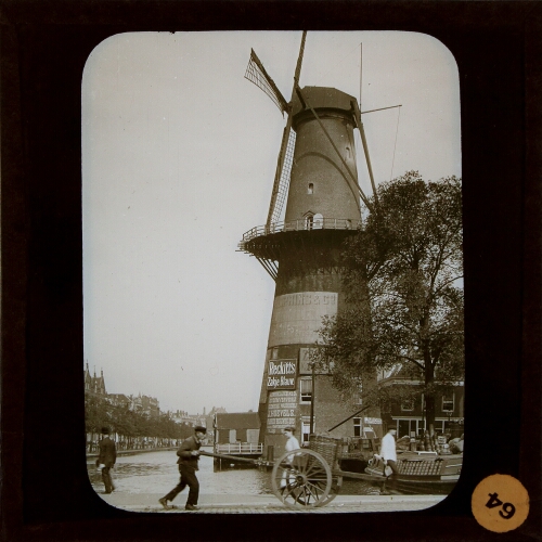 Windmill and canal in Rotterdam