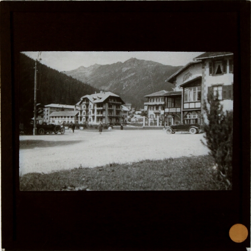 Open square in village or town in mountainous region