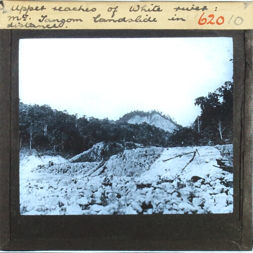 Upper reaches of White river: Mount Jangom landslide in distance