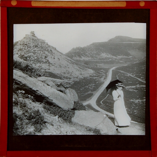 Woman walking in Valley of the Rocks, Lynton