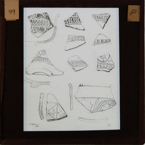 Drawings of fragments of Roman pottery