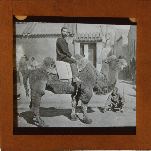 Man riding camel in Asian location