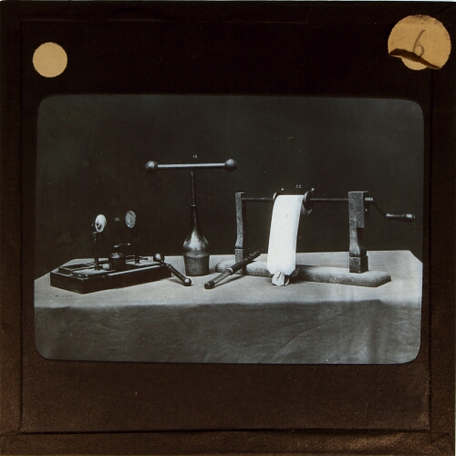Electrical instruments displayed on table