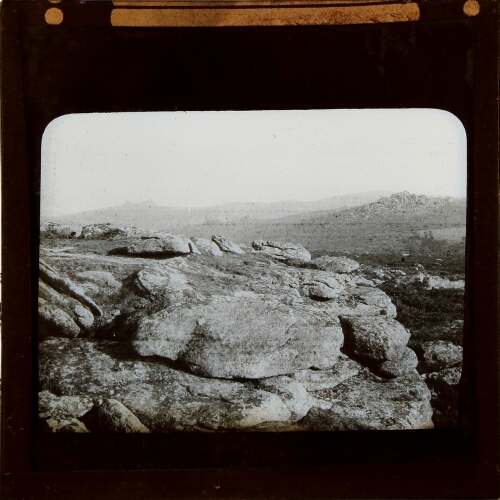 Rock outcrops in moorland landscape
