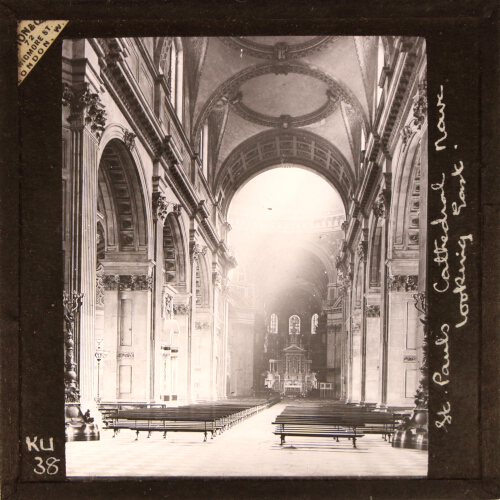 Interior. Nave looking E. Sunlight effect